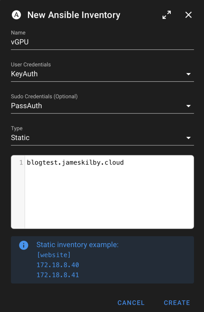 Blogtest Ansible Inventory